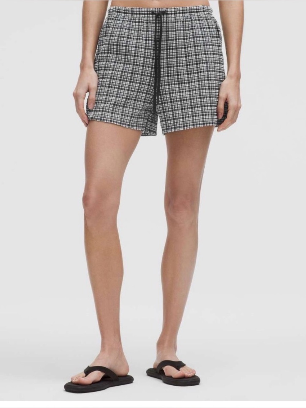 Black & White Plaid Drawstring Women’s Shorts